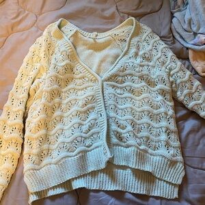 Maurices Cream Lace Knit Cardigan Sweater